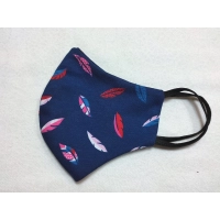 Granatowa Maska Ochronna z bawełny dwuwarstwowa - listeczki